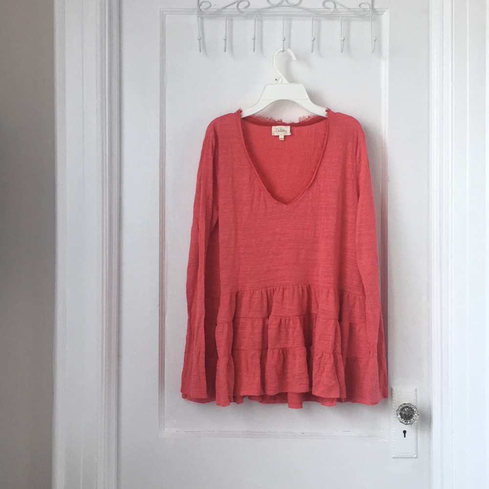Fun and flouncy long sleeve pink knit